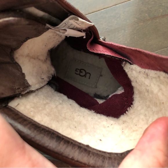 UGG Brown Wool Leather Boots Booties Winter Waterproof Women’s US 6, EUR 37 - Picture 13 of 16